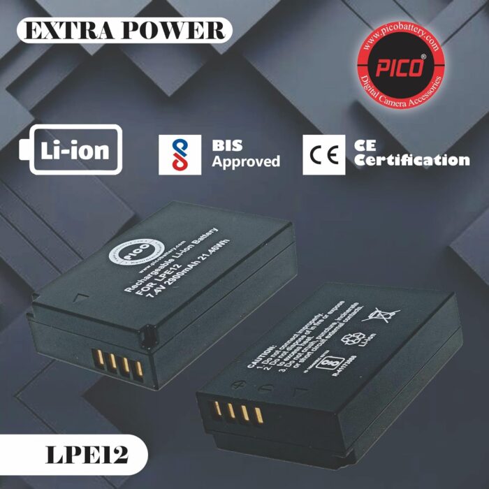 PICO LPE12 Battery Camera Battery Compatible with DSLR Models - Image 2